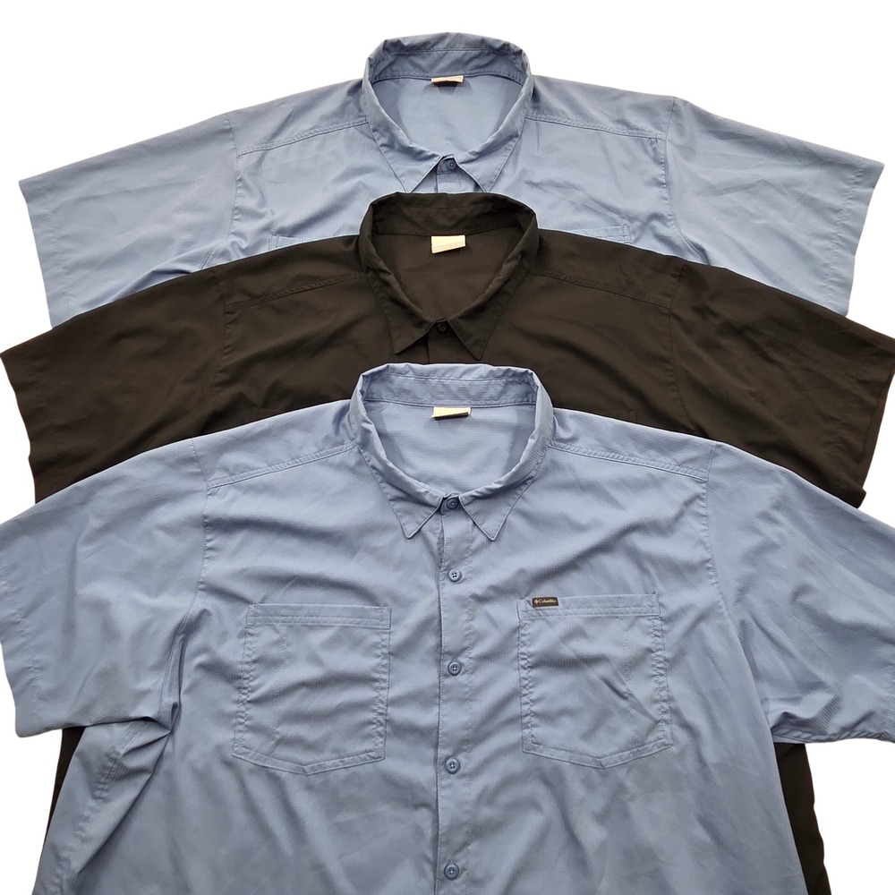 Lot of 3 Columbia Short Sleeve Button Down Shirt XS7734 Ripstop Mens 4X